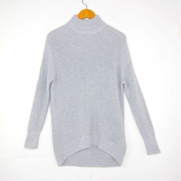 NWOT J Crew Ribbed cotton-cashmere relaxed turtleneck sweater, gray, XS - Picture 5 of 13